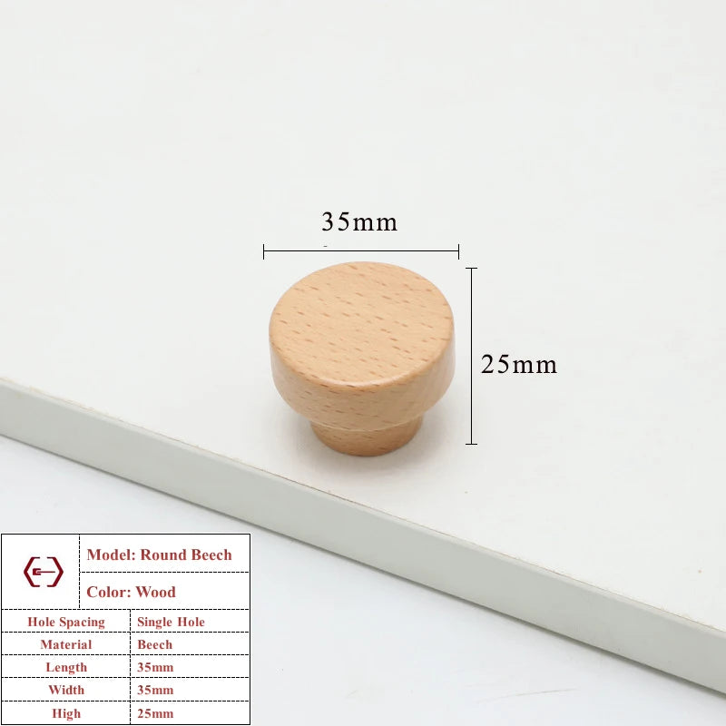 Wooden Cabinet Handles Beech Walnut Solid Wood Furniture Door Handle Kitchen Cupboard Drawer Knobs Wardrobe Hardware Pull Handle
