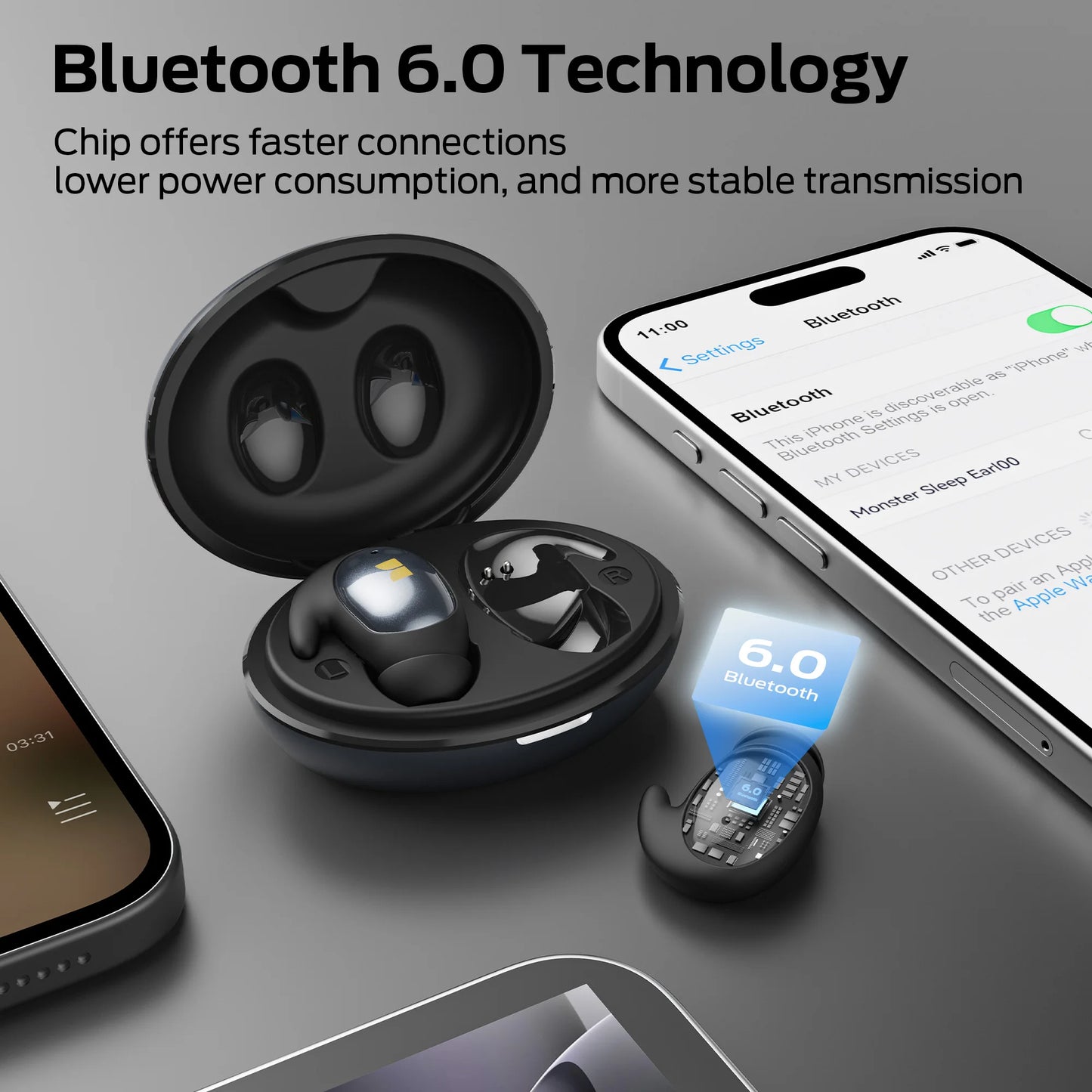Monster Passive Noise Canceling Sleep Earphone Bluetooth 6.0 Sleep Earbuds for Side Sleepers Hifi Stereo TWS Wireless Headphone