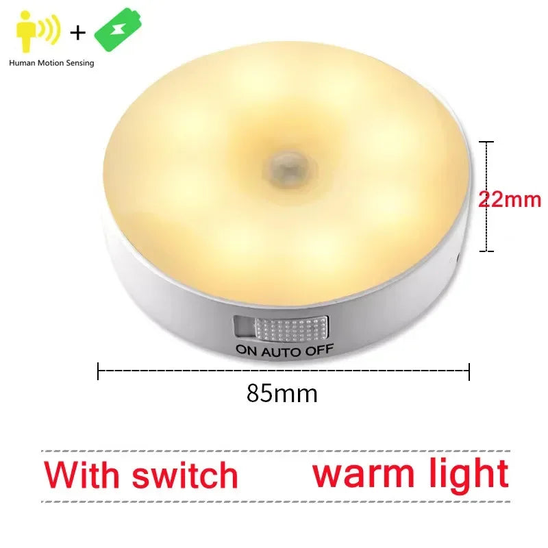 Motion Sensor Light USB Rechargeable Night Light LED Lamp for Kitchen Bedroom Stairs Hallway Cabinet Closet Wardrobe Nightlight