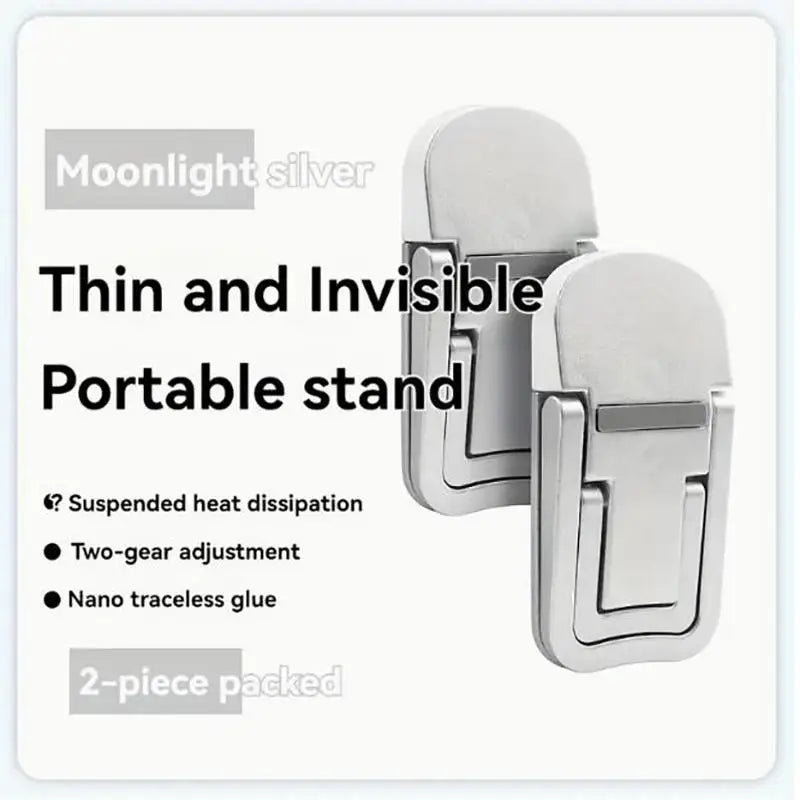 2PCS Mini Foldable Laptop Stand Portable Computer Keyboard Riser with 2 Adjustable Angles Self-Adhesive Invisible Notebook Stand