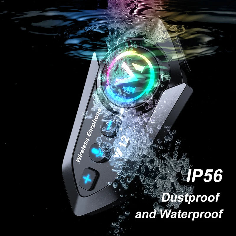 Bluetooth 5.4 Motorcycle Helmet Headset 500mAh Battery Life Wireless Hands Free Headphone Waterproof Noice Reduction Earphone