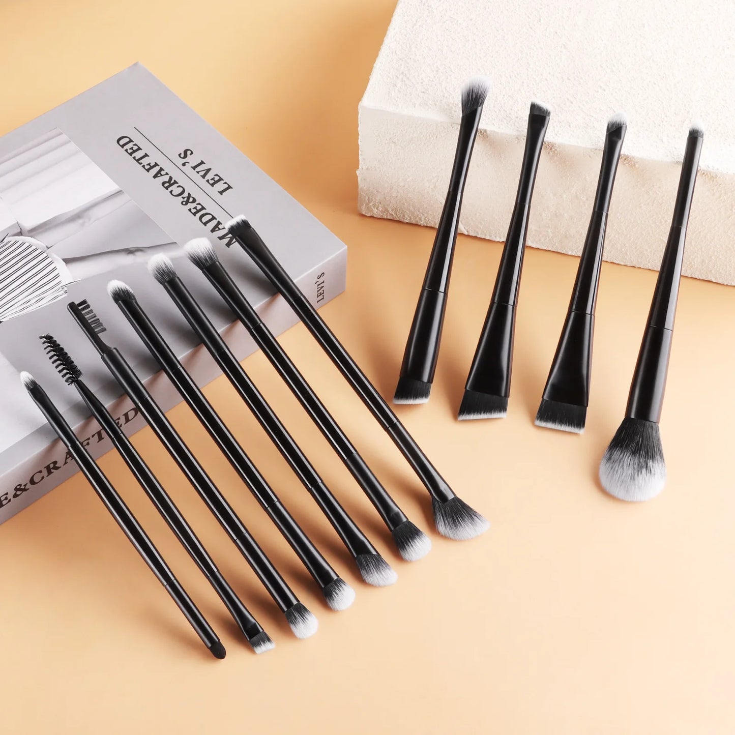 11 full set of eye makeup brushes, double-head design, eyeshadow brush, smudge brush, eyebrow brush, full set of beauty tools
