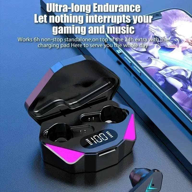 Bluetooth TWS Gaming Earphones Low Latency Wireless In-Ear Headphones With Built-in Mic LED Indicator Lights
