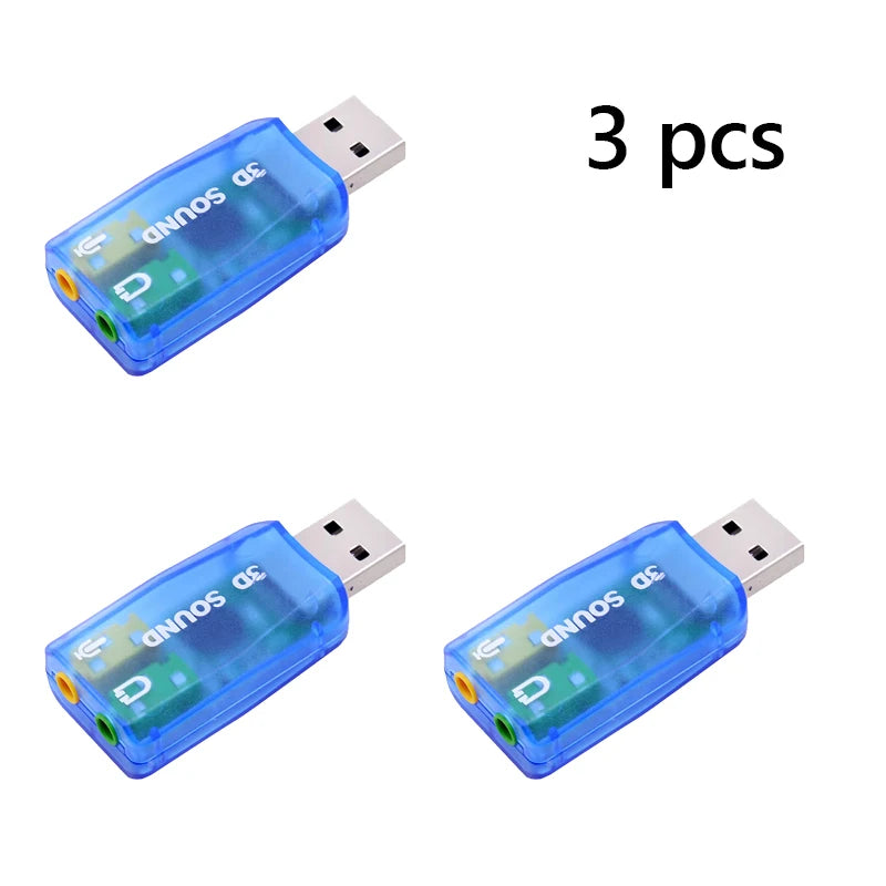 External USB Sound Card 3D Audio Headset Microphone Adapter for PC Desktop Support for Three-dimensional Sound Plug And Play