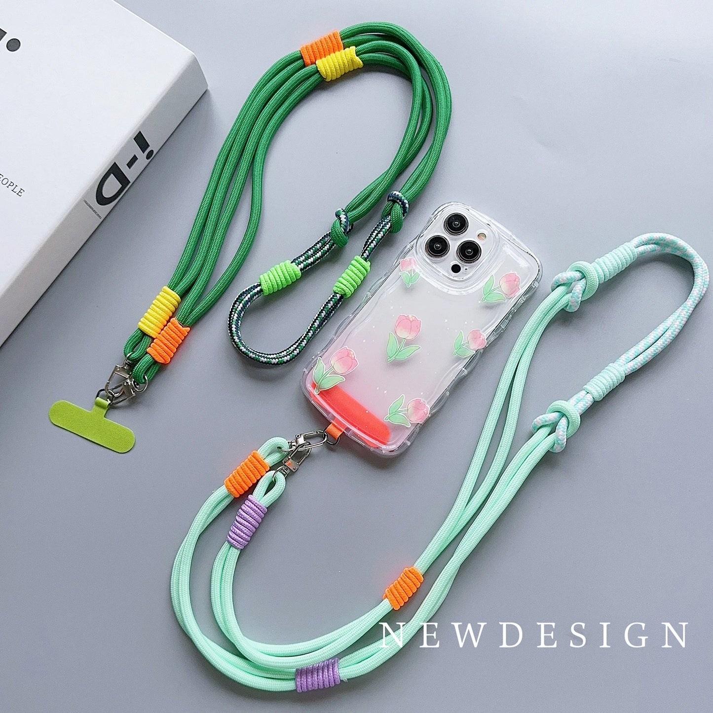 Universal Lanyard Double Color Mobile Phone Strap Fashion Safety Rope Shoulder Long Diagonal Span Trendy Accessory