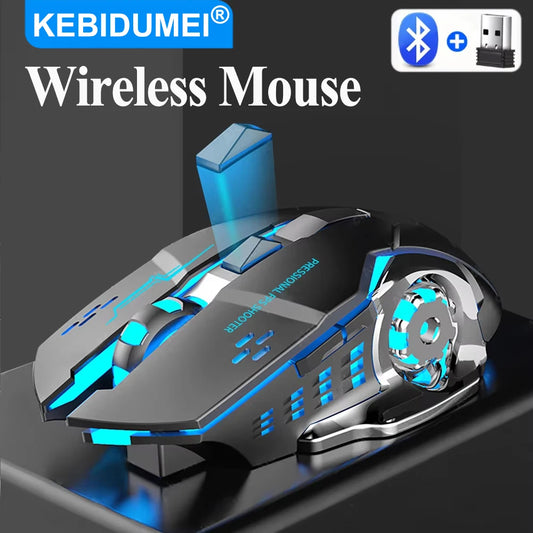 KEBIDUMEI Bluetooth Mouse 2.4G Wireless Mecha Mouse Rechargeable Gaming Backlight Mouse Ergonomic Office Mice Game Accessories