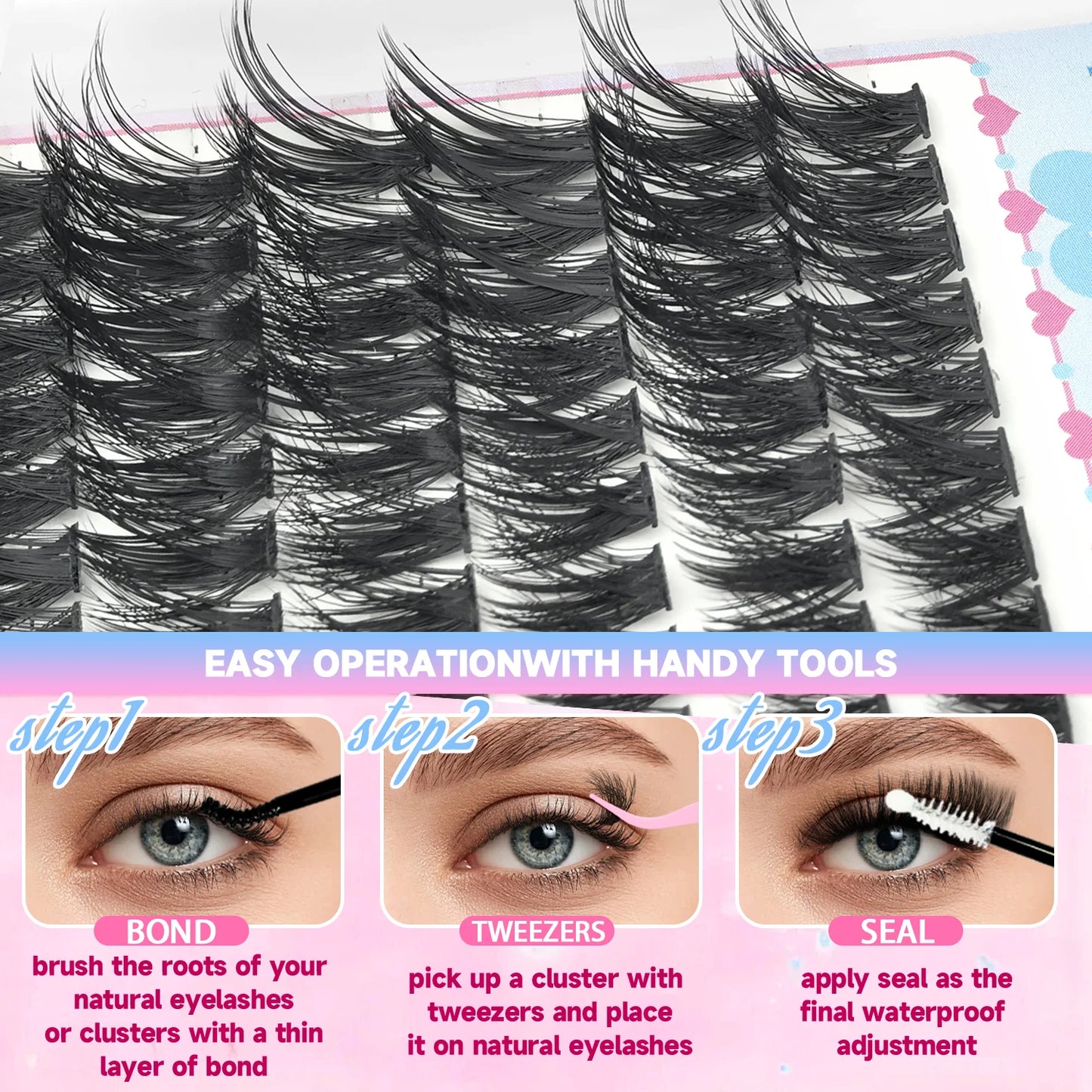 False Eyelashes Natural Wispy Individual Cluster Lashes Easy to Apply Soft & Lightweight Reusable for Daily Makeup