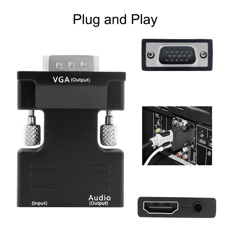 HDMI-compatible to VGA Adapter HD 1080P with 3.5mm Audio Cable For PC Laptop TV Box Projector HDMI-compatible to VGA Converter