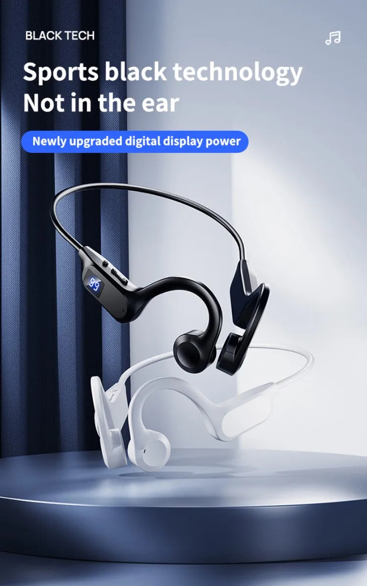 X7 Wireless Bluetooth Earphones, Sports-Style Air-Conducting LED Battery Display, Memory Card Insertion Support