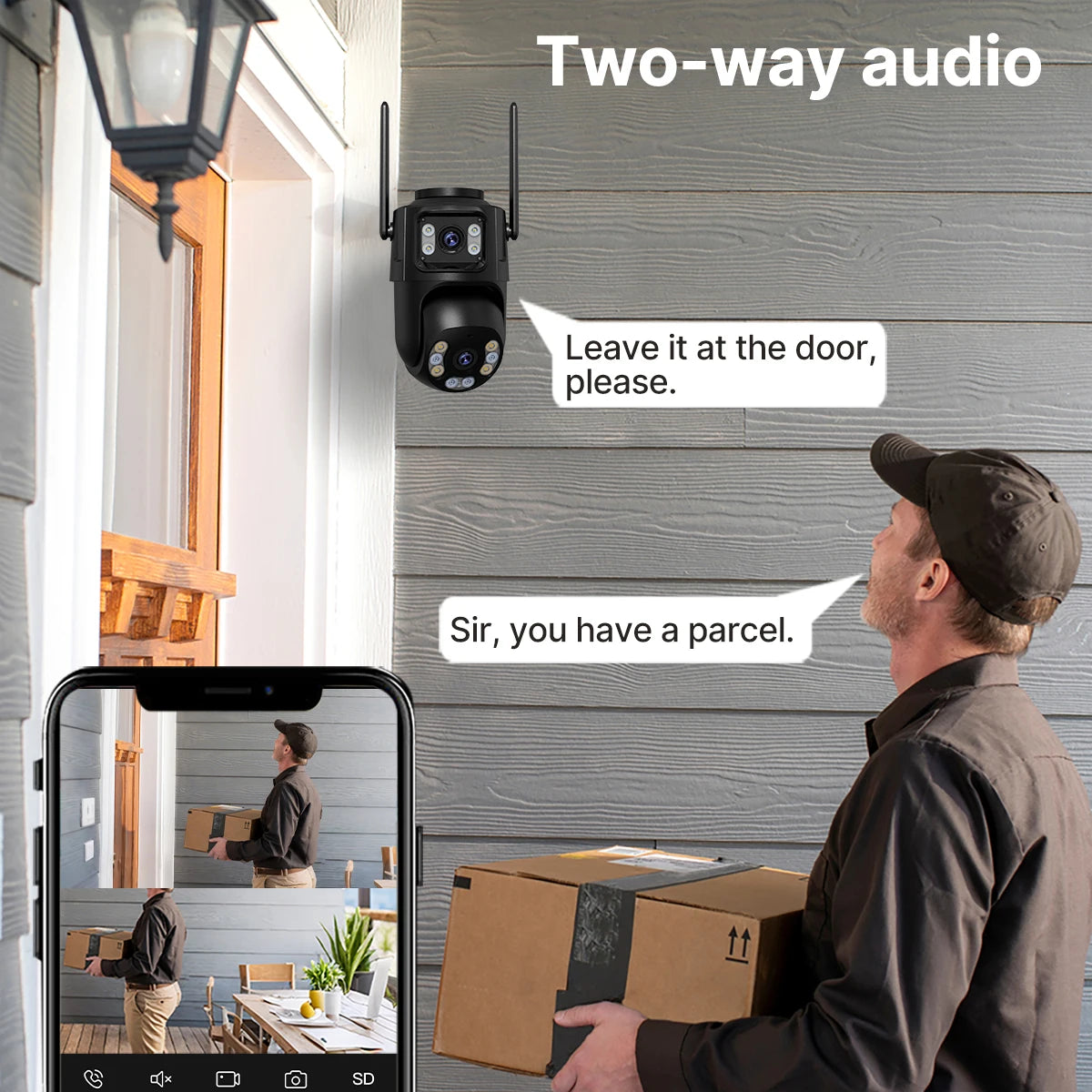 4K 8MP HD Wifi PTZ Camera Outdoor 4MP Dual Lens Dual Screen AI Auto Tracking IP Camera CCTV Audio Video Surveillance P2P iCSee