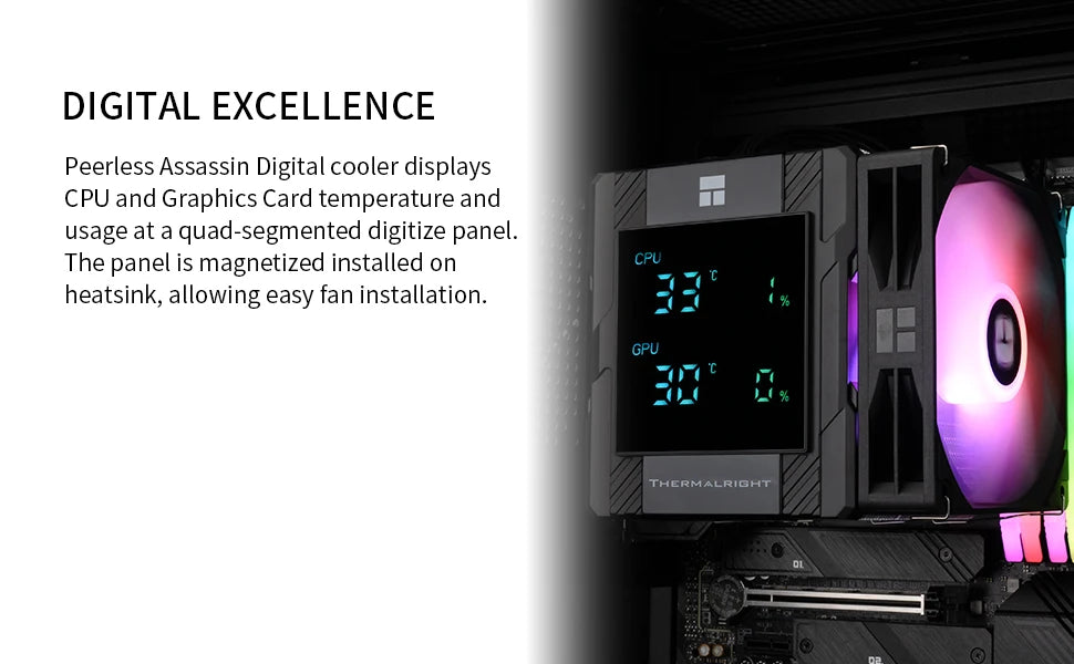 Thermalright Peerless Assassin 120 ARGB Digital Black CPU Air Cooler Supports LGA1851/1700/115X/1200/ AMD AM4/AM5