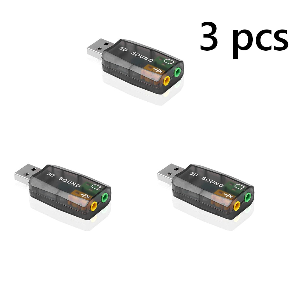 External USB Sound Card 3D Audio Headset Microphone Adapter for PC Desktop Support for Three-dimensional Sound Plug And Play