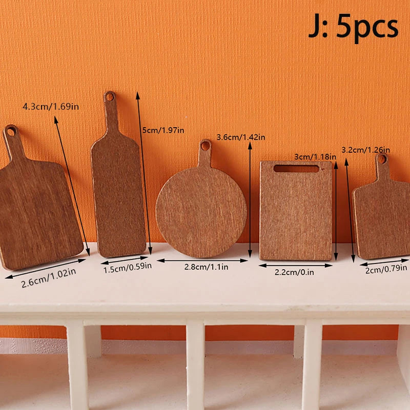 1Set 1/12 Dollhouse Miniature Items Kitchen Utensils Cooking Baking Set Model Rolling Pin Baking Tray DIY Doll House Accessories