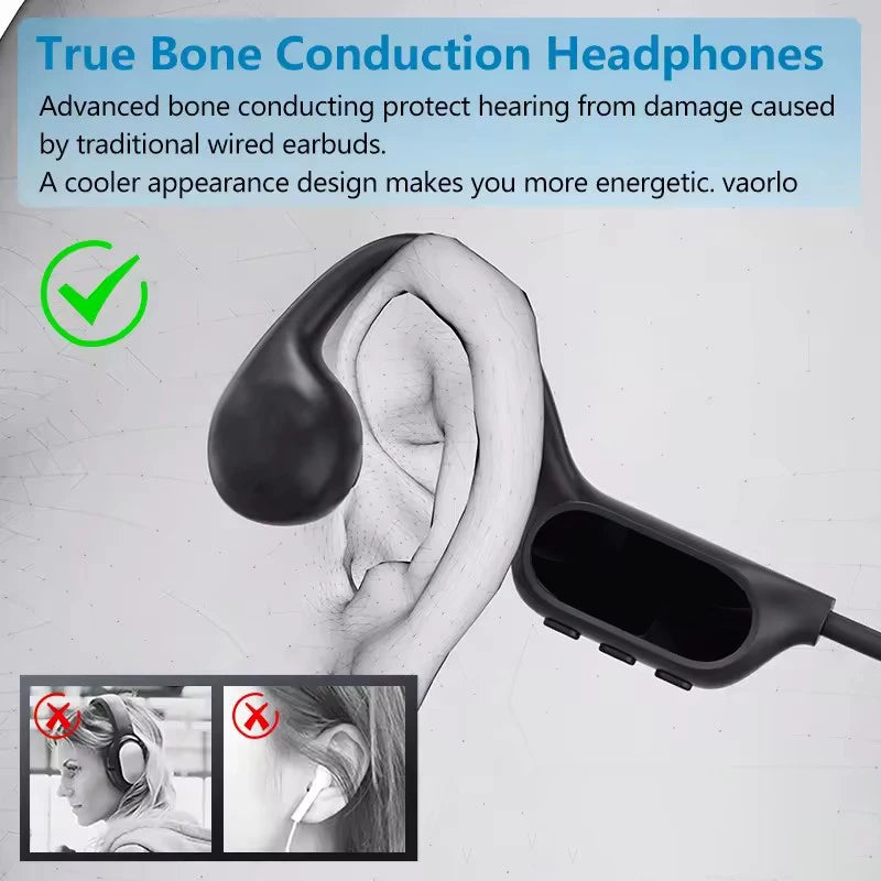 LonMao B33 Bone Conduction Earphones Bluetooth 5.4 Wireless Headphones Sports Headset HD Clear Mic for Workout Running Driving