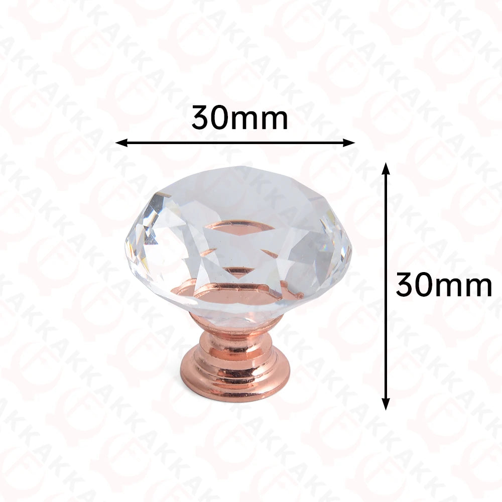 KAK Gold Diamond Crystal Glass Cabinet Knobs and Handles Cupboard Door Pulls Zinc Alloy Kitchen Handle Furniture Door Hardware