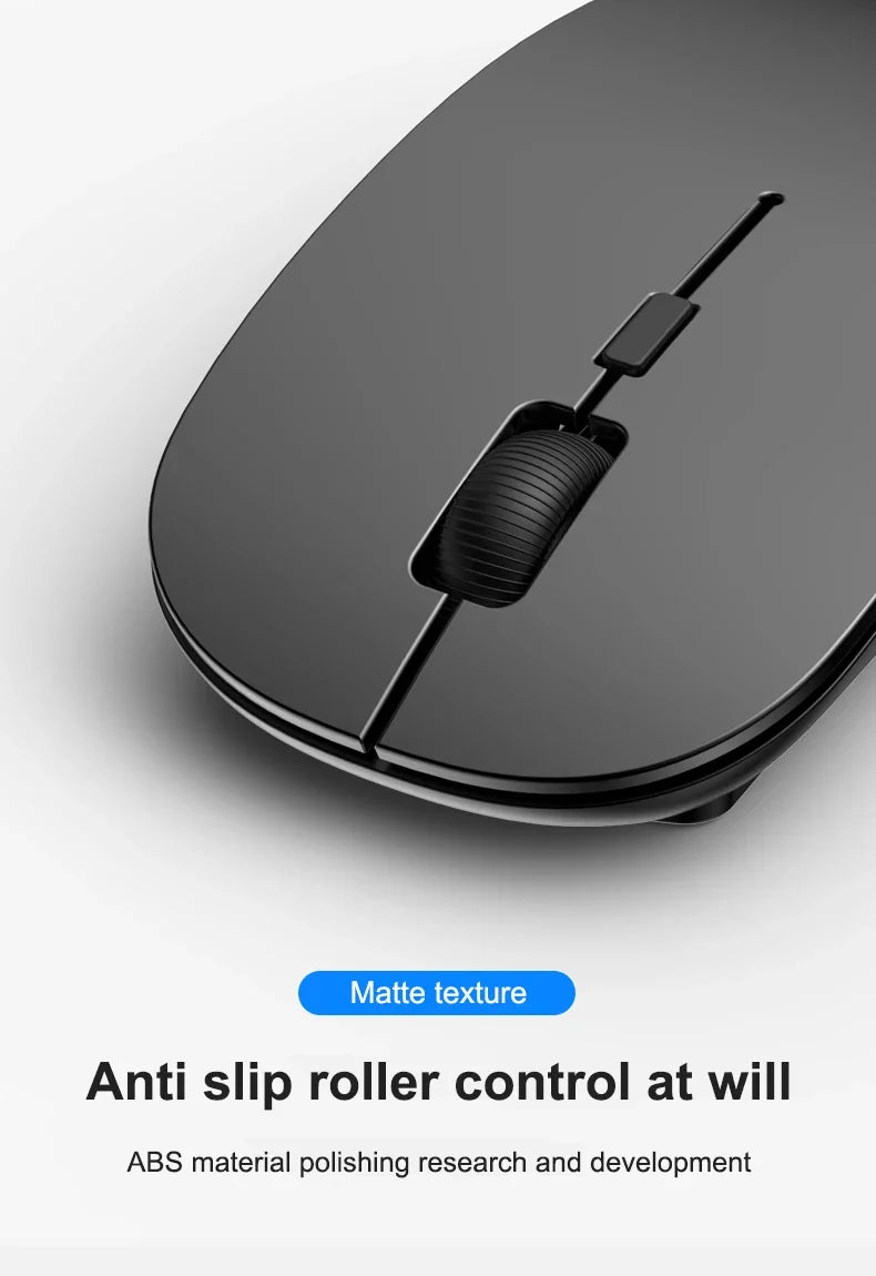 Wireless Mouse Slim Bluetooth-compatible 2.4G Computer Mice Portable Rechargeable/Battery Cordless Mouse for iPad Laptop Desktop