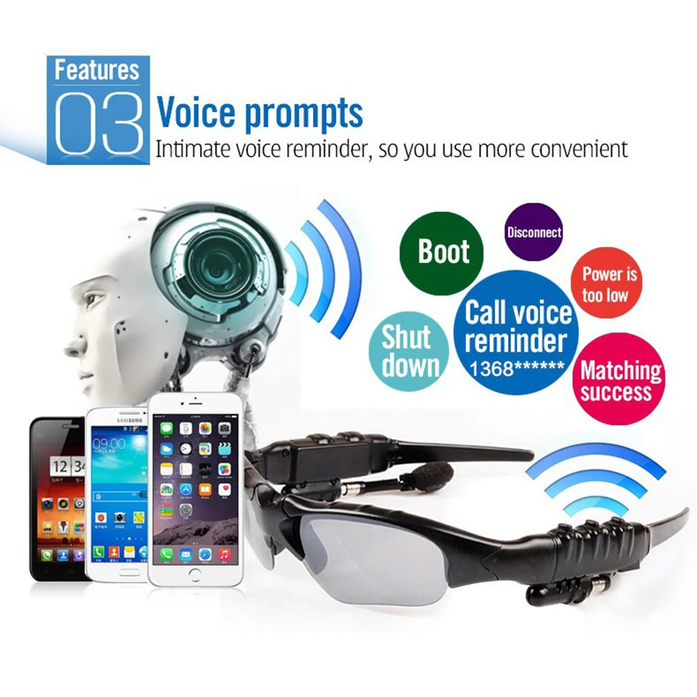 Bluetooth Wireless Polarized Sunglasses UV-Protection Polarized Lenses Sunglasses Headphones for Meeting Travel Hiking Sports