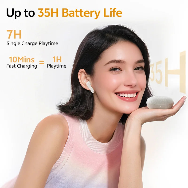 QCY Buds TWS Bluetooth 5.3 Wireless Earphones 10mm Dynamic Driver AI Wind Noise Reduction Earbud 0.68S Low Latency 35H Headphone