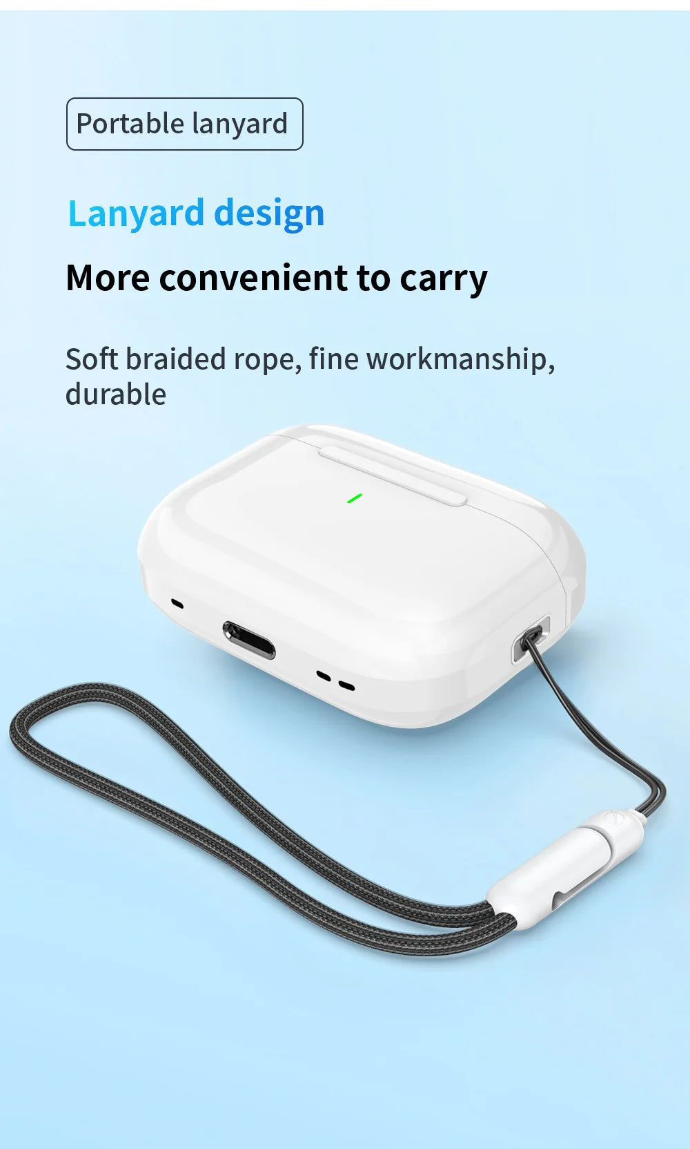 True Wireless Bluetooth Earphones Headphones Bin Lanyard HiFi Sound Low Latency Noise Reduction Earbuds for IOS Android