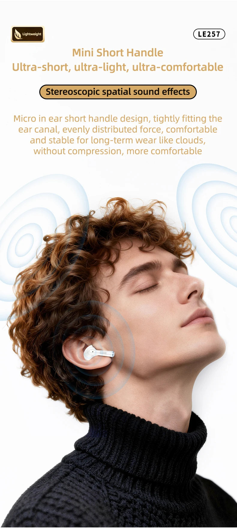  Lenovo LE257 TWS Wireless Bluetooth 6.0 Headphones HiFi Sound ENC Call Noise Reduction Earphone Gaming Sports Headset With Mic
