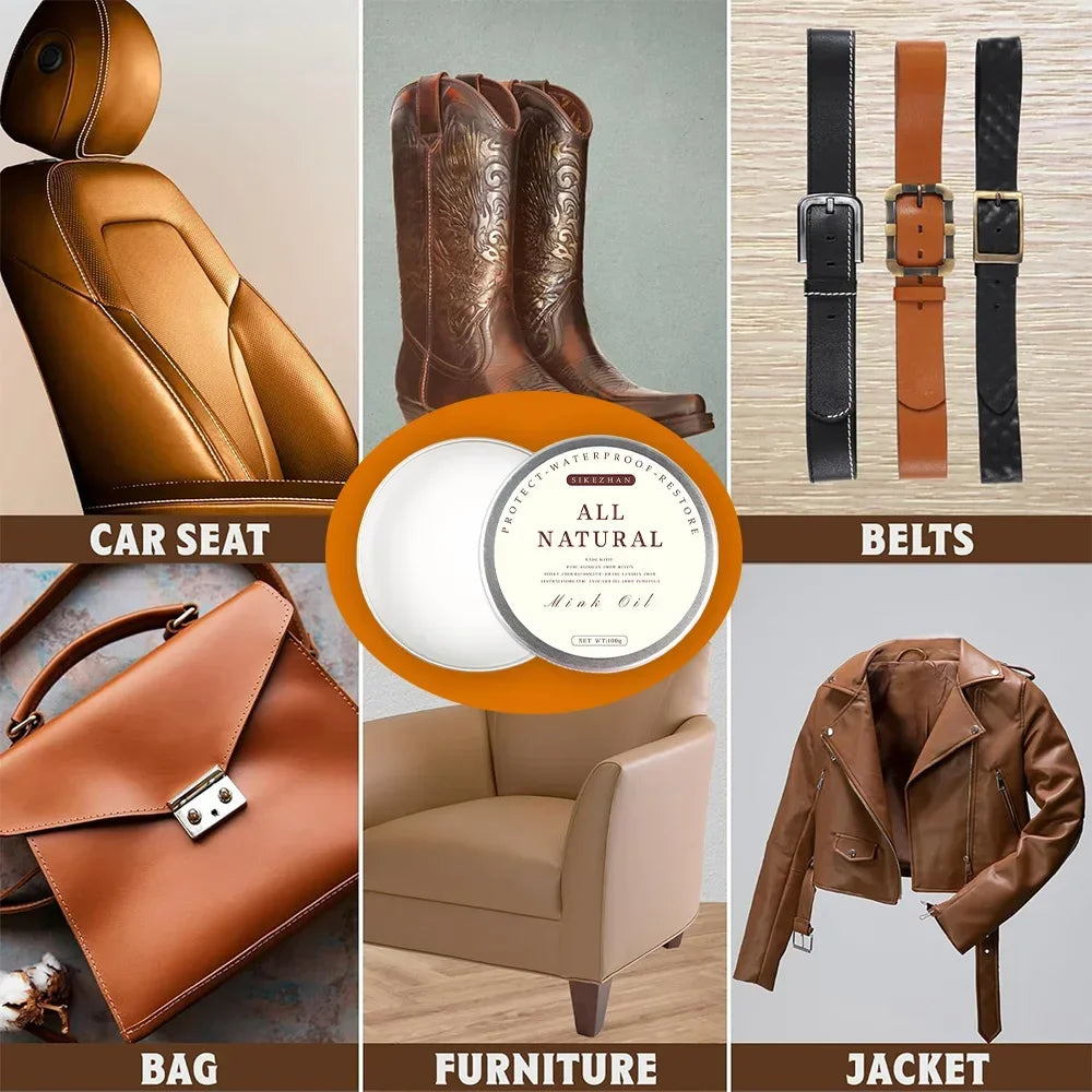 Natural Mink Oil Cream for Leather Shoes Bags Leather Care Cream Leather Maintenance Cream Leathercraft Accessories