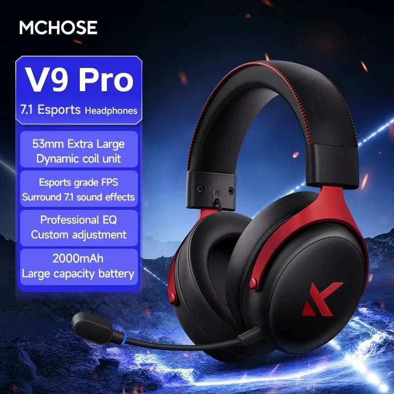 MCHOSE V9 Pro Headset with Microphone Three Mode Bluetooth Wireless Computer PC Gamer Headphones Accessories V9 Pro MCHOSE
