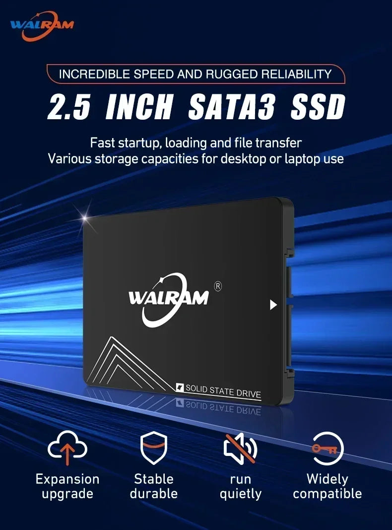WALRAM 2.5 SATA 3 SSD 512GB 128GB 120GB HDD Laptop Internal SATA3 SSD 1TB Solid State Drive 240GB 256GB Hard Disk For Desktop PC