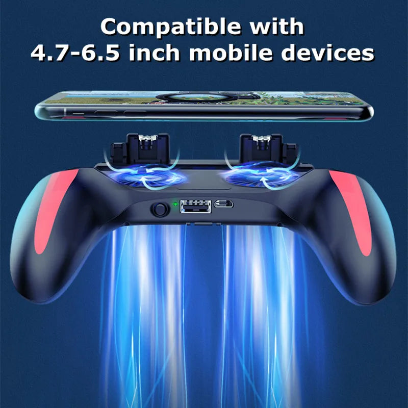 4 Fingers Mobile Phone Game Handle with Radiator Aim Shooting Gamepad Joystick Controller for IOS Android Gaming Accessories