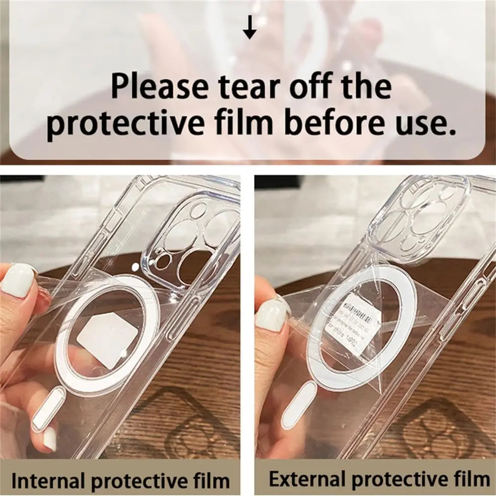 Transparent With Magsafe Magnetic Case For iPhone 16 15 12 11 14 13 Pro Max Mini Plus Silicone Acrylic Cover Back Case