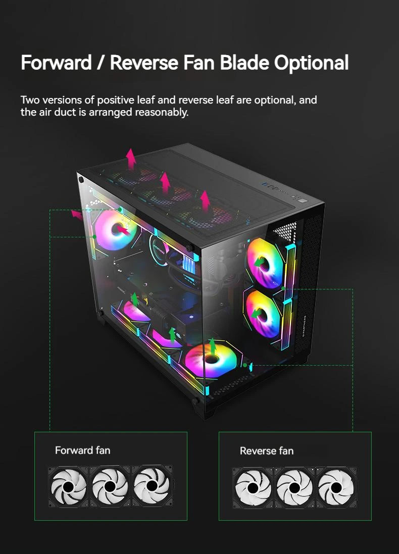 TEUCER JM-1 Computer Case Fan ARGB Mirror Cycle Light Effect 120mm 4Pin PWM PC Cooling Fan Low Noise Water Cooling Ventilador