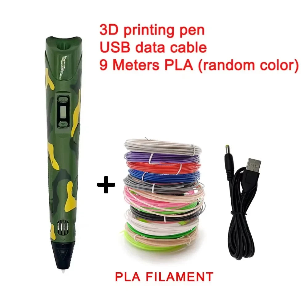 HOMEFISH Electronic 3D Printing Pen with 9M PLA Consumables High-Temperature 3D Graffiti Tool Intelligent Toy Gift