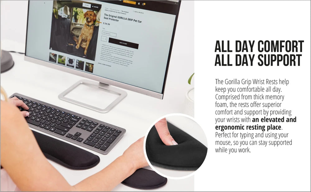 Keyboard Wrist Rest Mouse Pad with Wrist Support Memory Foam Keyboard Pad Set Ergonomic Mousepad for Office Gaming PC Laptop