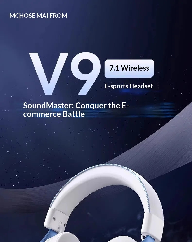 MCHOSE V9 Pro Headset with Microphone Three Mode Bluetooth Wireless Computer PC Gamer Headphones Accessories V9 Pro MCHOSE