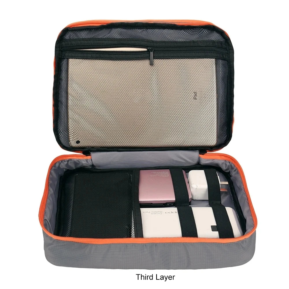 Multi Layer Cable Storage Bag, Electronic Accessories Organizer, Portable Travel Cable Organizer Case for iPad Cable Charger