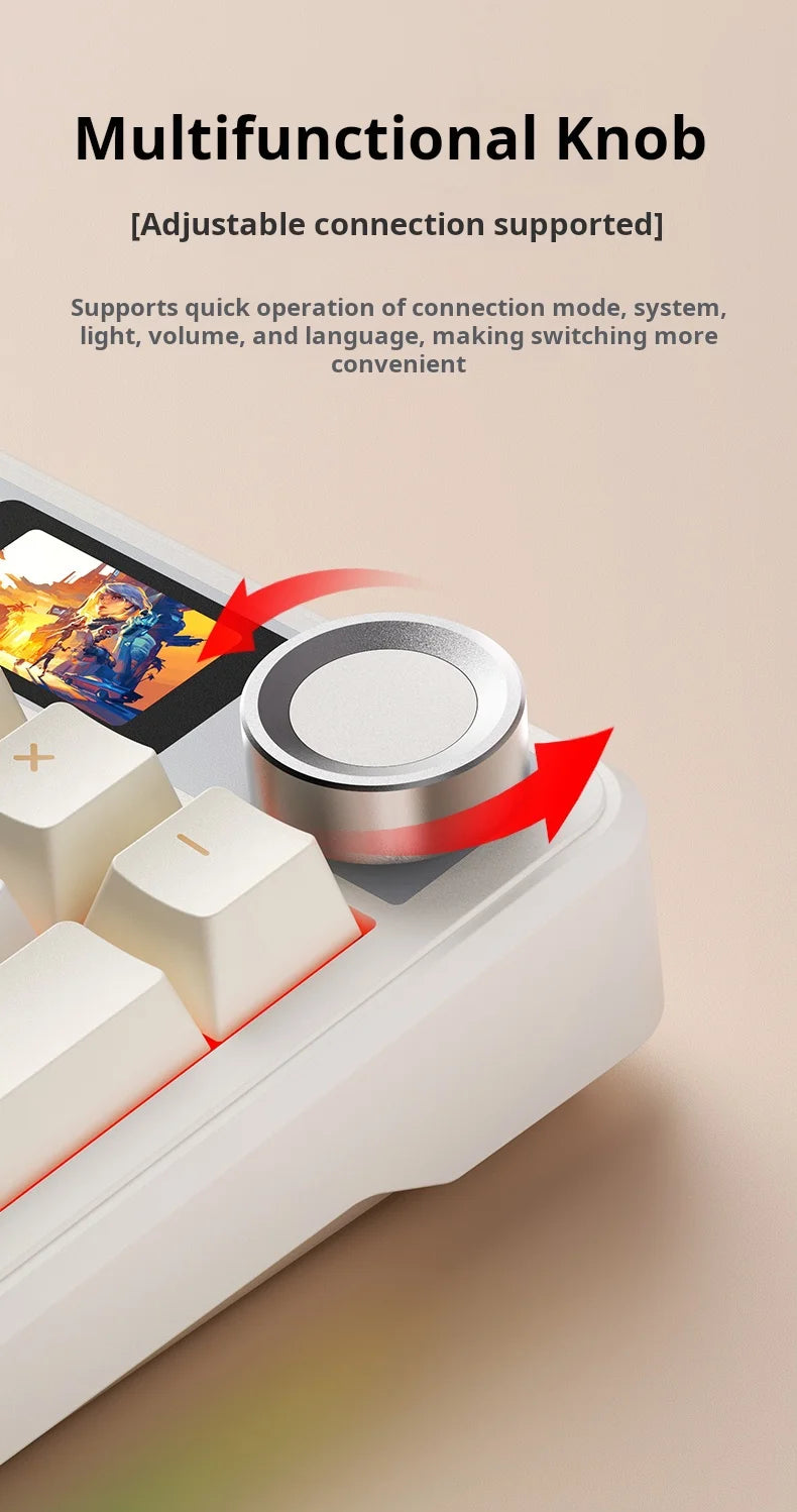 AULA F108Pro/F108 Wireless Bluetooth tri-mode connection, multi-functional display, Gasket structure, RGB lighting effects