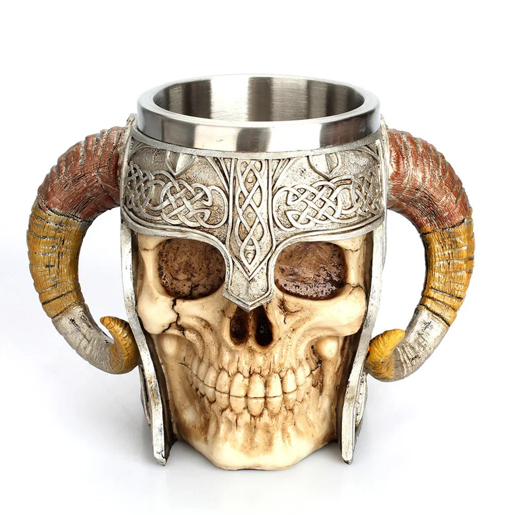 Wooden Barrel Beer Cup Stainless Steel Beer Mug Double Wall Drinking Cups Viking Style Vintage Coffee Mugs Kitchen Supplies