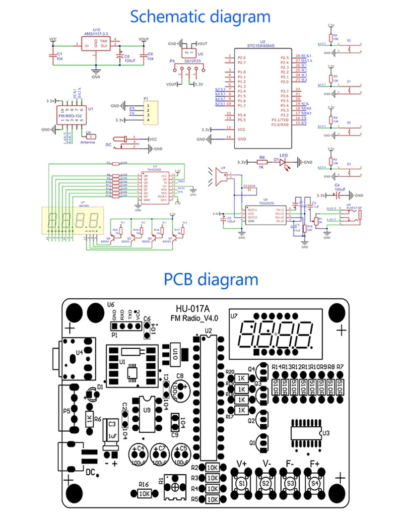 FM Radio Assembly Kit RDA5807S Circuit Board DIY Electronic Kit Dual Power Supply 87-108MHz School Teaching Training 5V / 3V
