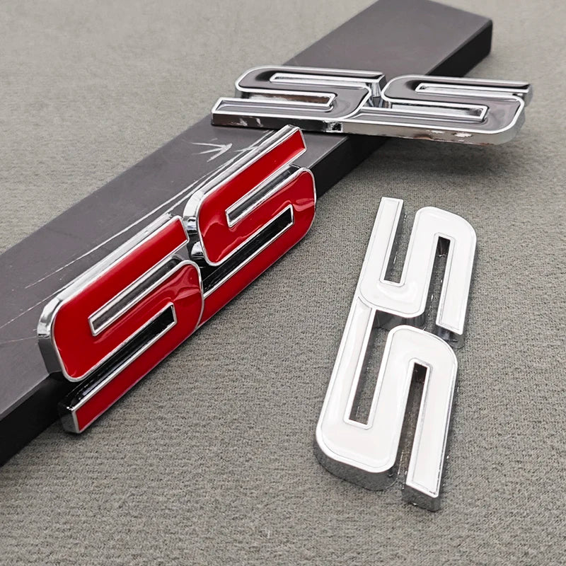 3D Metal Logo SS Car Body Sticker Rear Trunk Badge Front Grille Emblem For Chevrolet SS Camaro Cruze Equinox Blazer Accessoeies