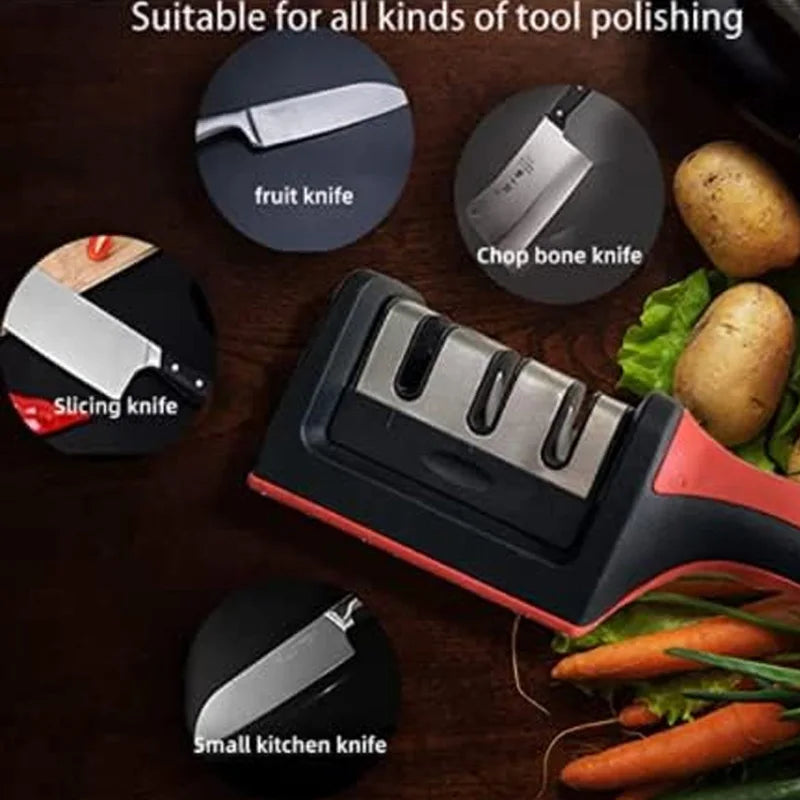 4-Stage Knife Sharpener Set - Diamond & Ceramic Rods for Kitchen, Hunting, Pocket Knives, Fast Edge Repair with Non-Slip Base (B
