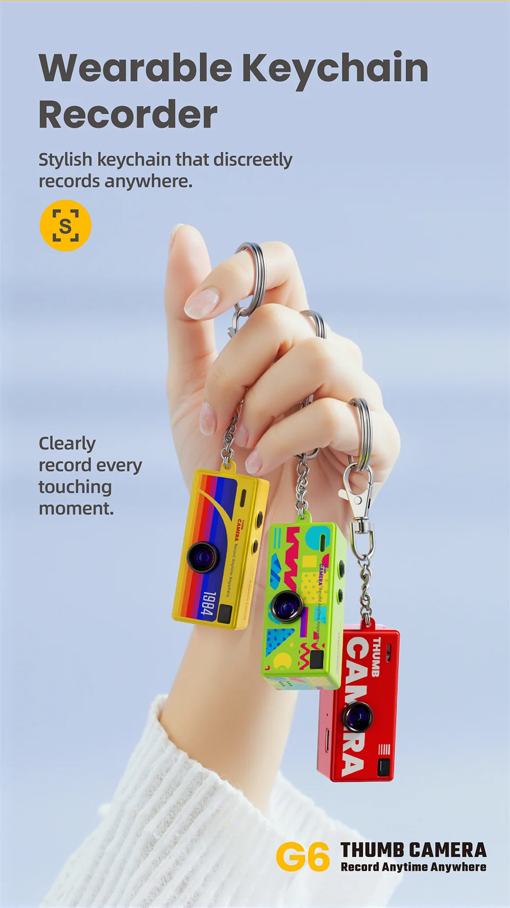 G6 Thumb Keychain Camera 0.96inch Mini Action Camera Retro Support Memory Card 1080P Very Small Camcorder Video Recorder 2026