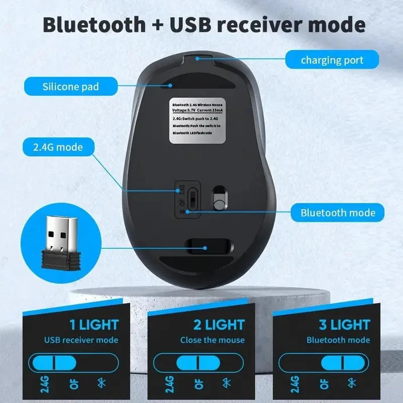 Rechargeable Wireless Bluetooth Mouse Silent WIRELESS COMPUT MOUS USB Ergonomic Gamer Mouse For Computer Laptop Macbook