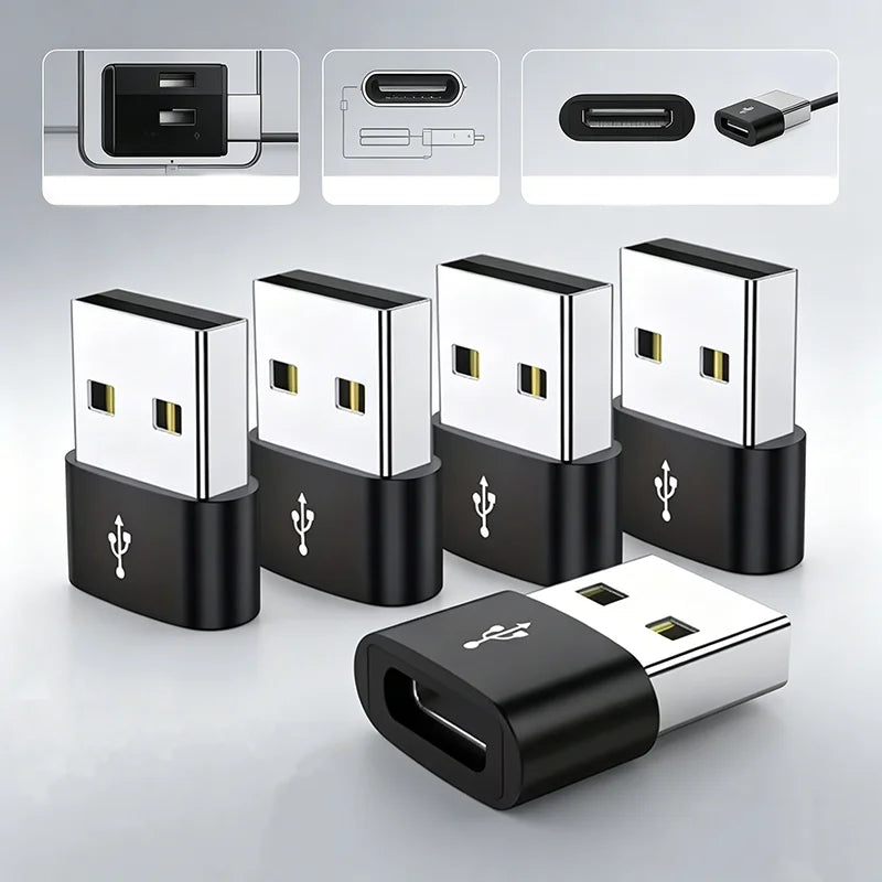 5PCS OTG USB to USB C Adapters Durable Metallic Build Universal Compatibility Including iPhone iPad Samsung S23 IWatch AirPods