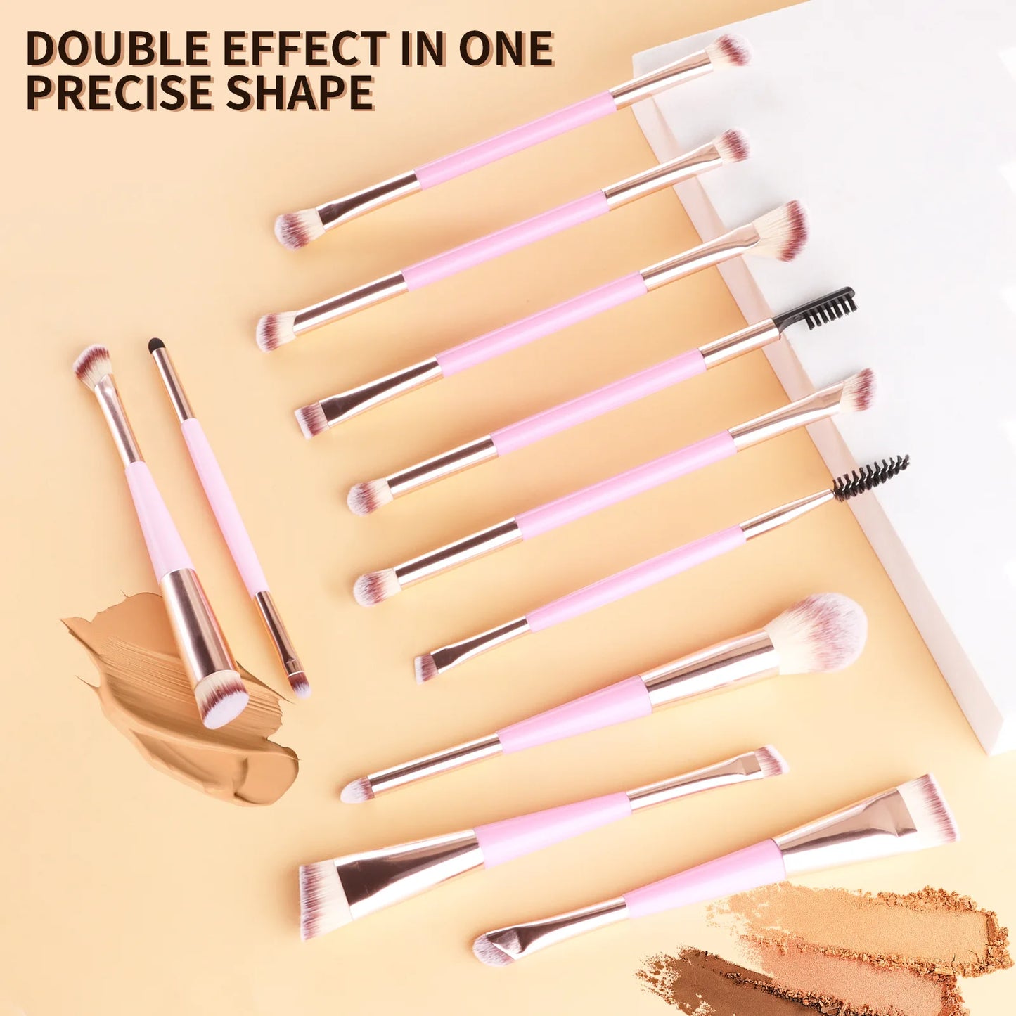 11 full set of eye makeup brushes, double-head design, eyeshadow brush, smudge brush, eyebrow brush, full set of beauty tools