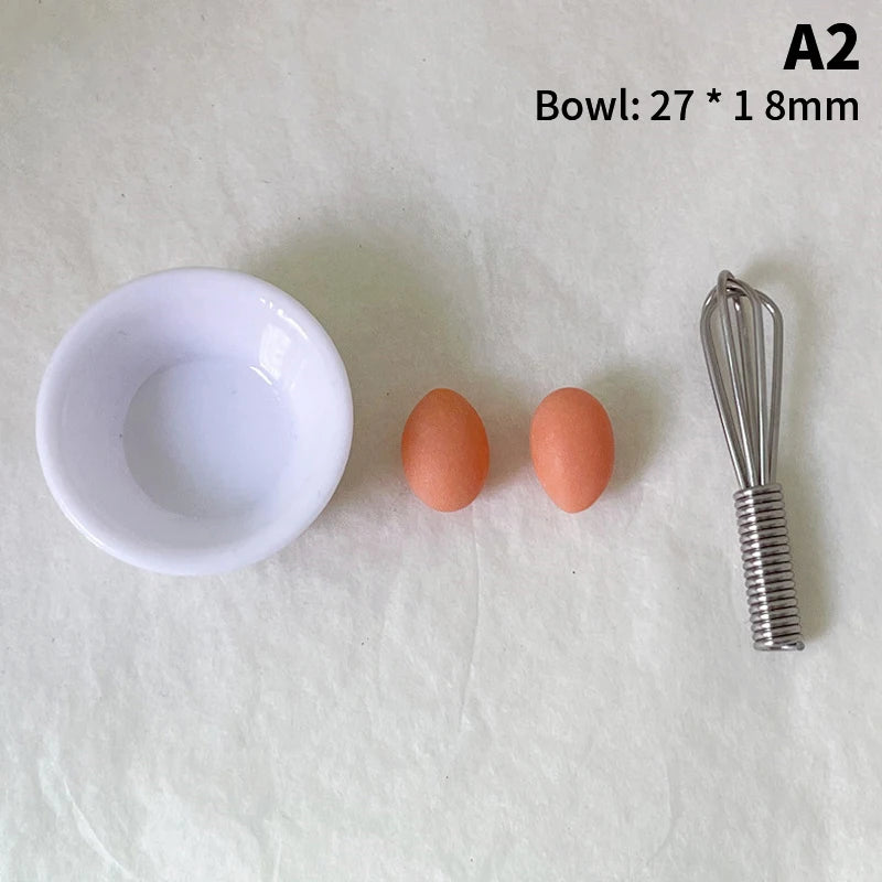 1/12 Dollhouse Miniature Kitchenware Kit Model Doll Kitchen Baking Supplies Decor Toy Micro Scene Construction Props