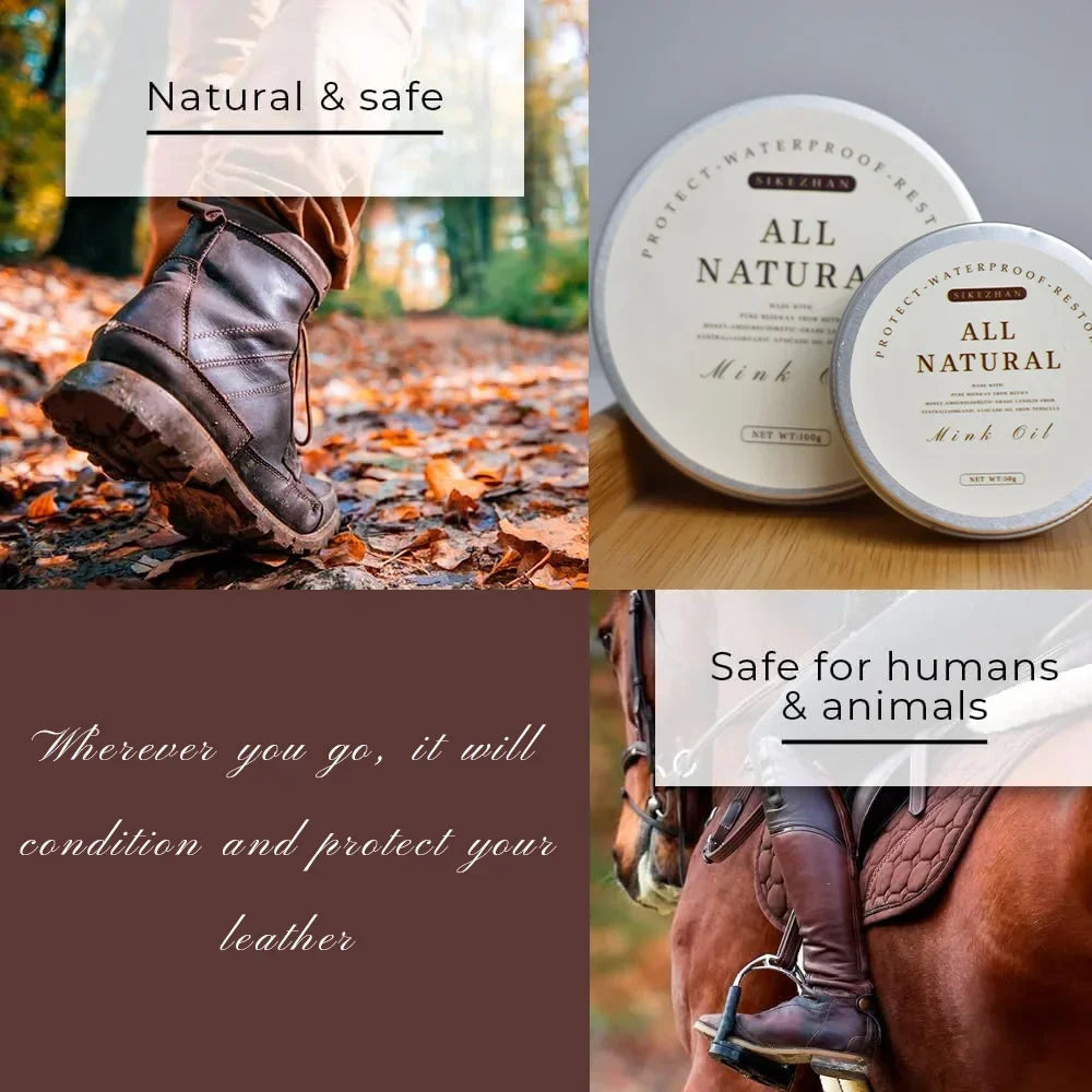 Natural Mink Oil Cream for Leather Shoes Bags Leather Care Cream Leather Maintenance Cream Leathercraft Accessories