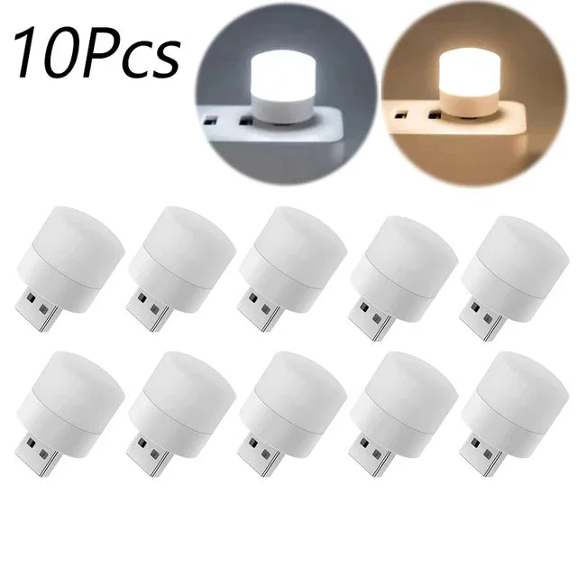 Small USB Night Light Computer Mobile Power Charging Mini Book Lamps LED Light Warm White Eye Protection Reading Light 1/10Pcs
