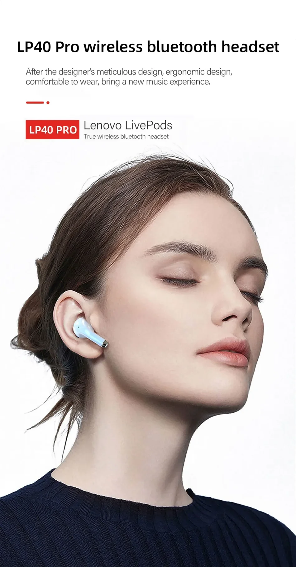 NEW Lenovo LP40 Pro TWS Bluetooth 5.3 Quick Connect Earphones  Ergonomic  Design  Headphones Powerful Transmission Speed Headset