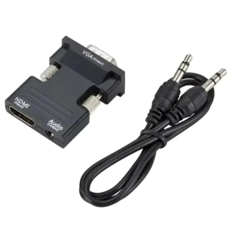 HDMI-compatible Female To VGA Male Converter with 3.5mm Audio Cable for PS4 Monitor Projector PC Laptop 1080P HD To VGA Adapter