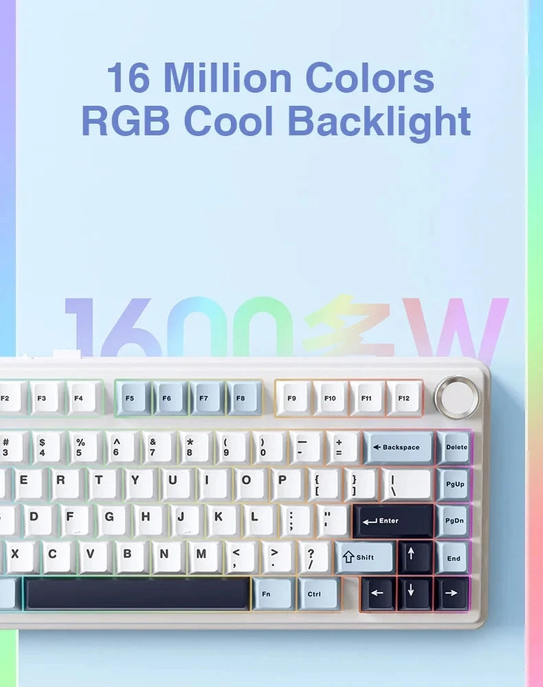 AULA Mechanical Keyboard F75 2.4GWireless/Bluetooth/Wired Gaming Mechanical Keyboard Can Freely Switch Between Game/Office Modes