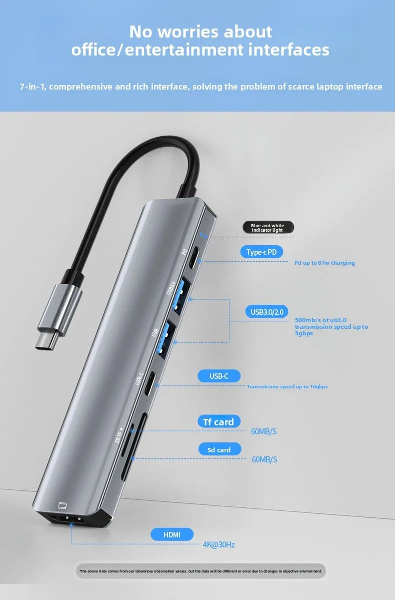 USB C Docking Station TYPE-C HUB to HDMI 4K 30Hz with Screen off Button USB 3.0 5Gbps HUB 87W Fast Charging for MacBook